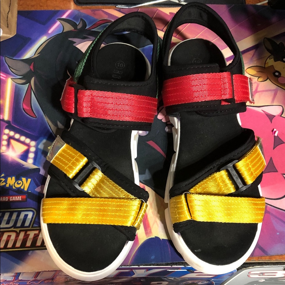 Rouge Helium womens adult Sport Sandals in Red and Yellow black Velcro
